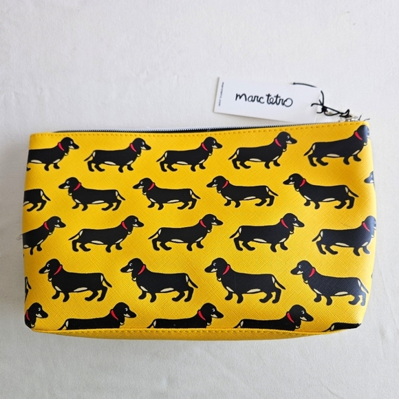 NWT!!! Marc Tetro Yellow Dachshund Pouch/Cosmetic Bag - Picture 1 of 5